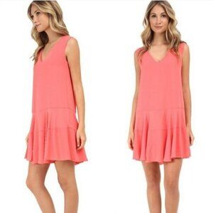 BCBG MAXAZRIA CLEA CORAL REEF LINED FLOUNCE DRESS Size Xs   Color Orange